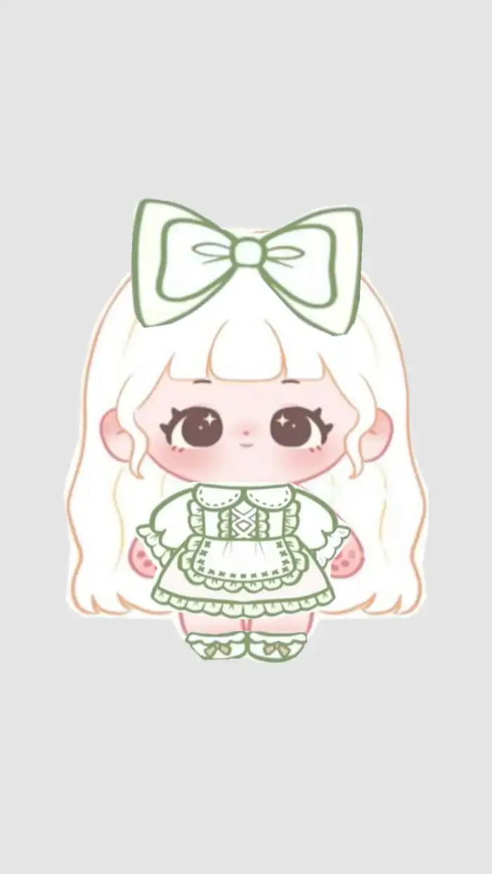 paper doll mặc váy xanh chibi cute