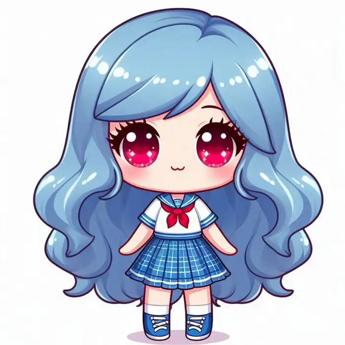 chibi cute kawaii paper doll mặc đồng phục