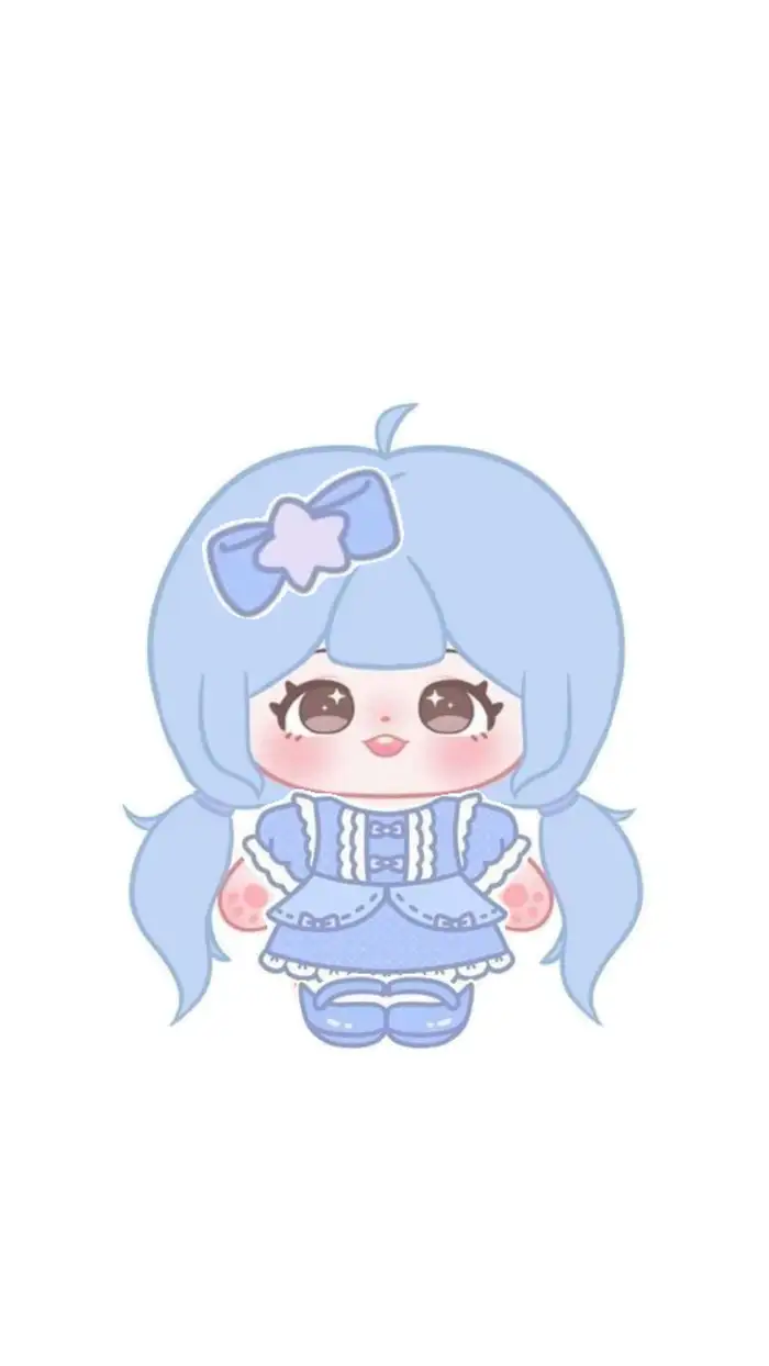 búp bê paper doll tóc xanh chibi cute 