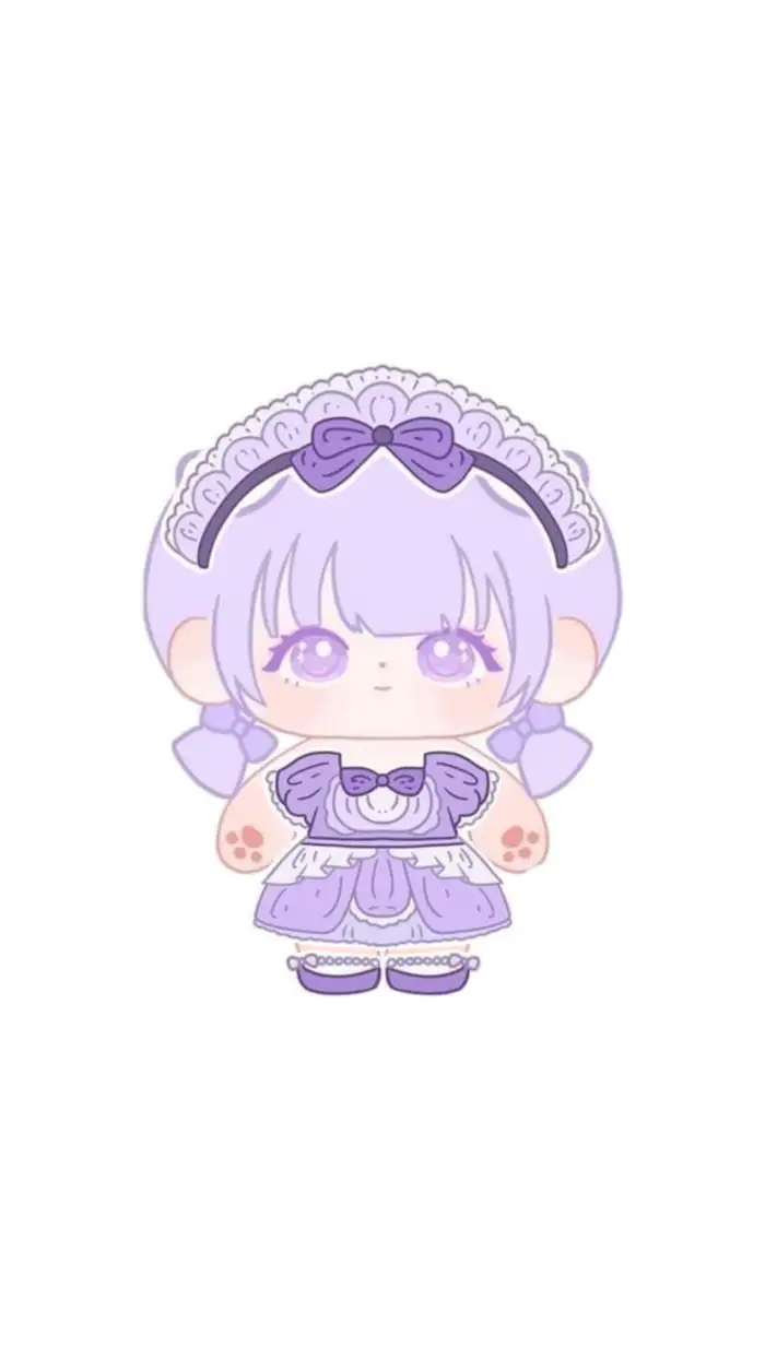 hình ảnh cute paper doll búp bê giấy chibi màu tím