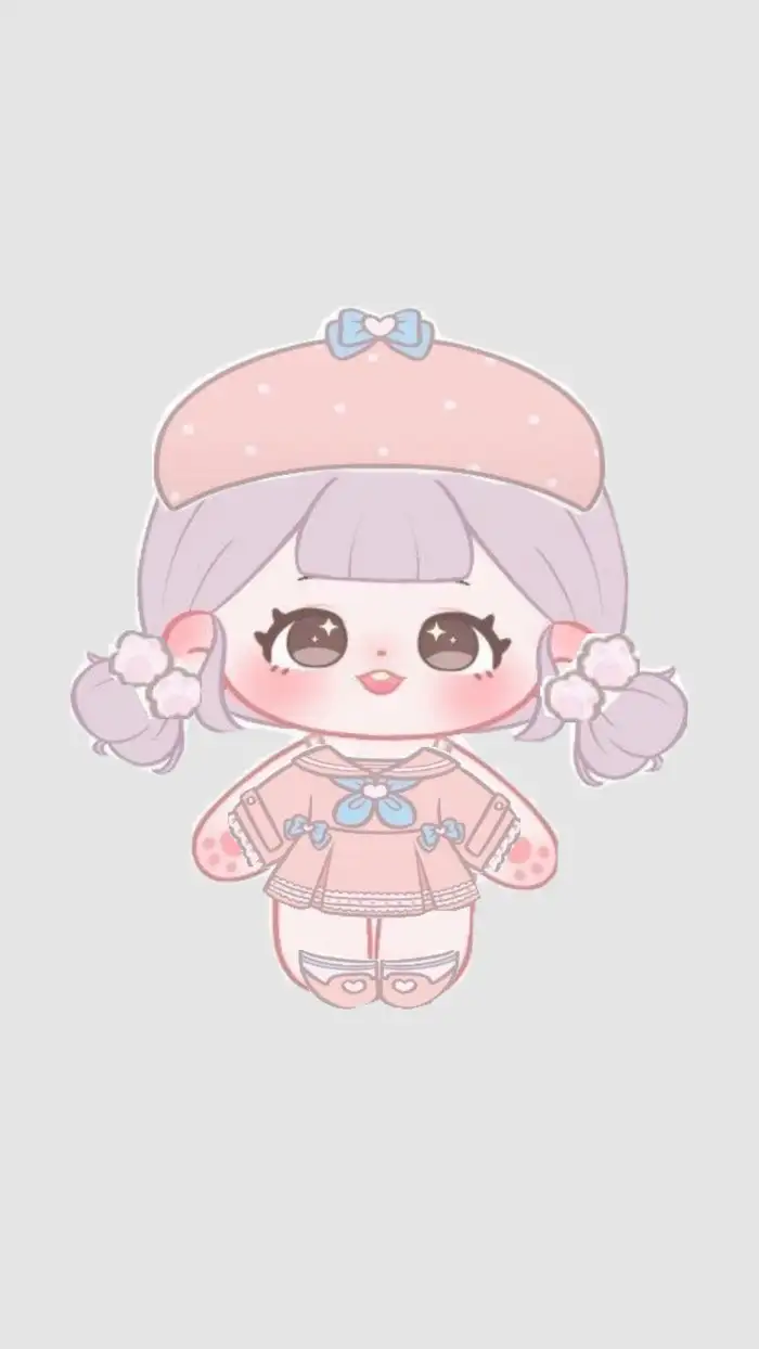 búp bê paper doll mặc bộ hồng chibi cute