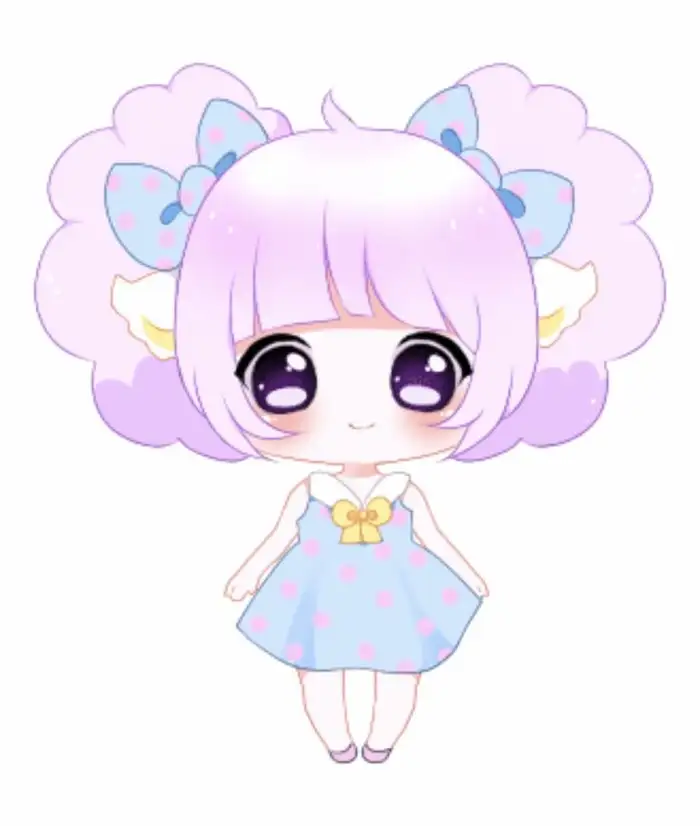 chibi cute kawaii paper doll tóc tím