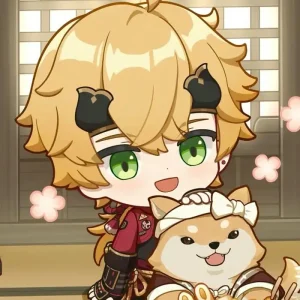 thoma ôm chó chibi