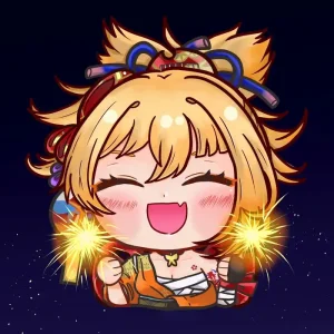 yoimiya cười thích thú chibi