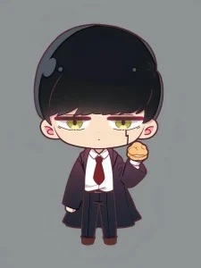 chibi mashle cầm bánh