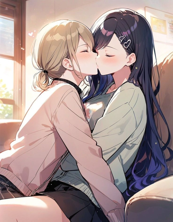 ảnh anime bách hợp hôn môi