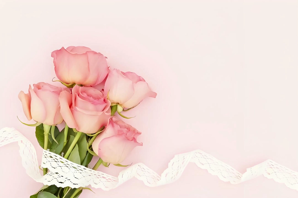 ảnh nền powerpoint chủ đề hoa hồng màu hồng pastel 