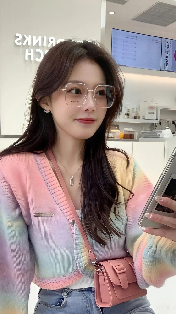ảnh gái xinh tóc ngắn đeo kính cute cool 