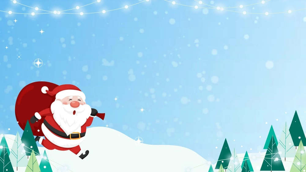 hình nền powerpoint noel nền xanh cây thông 