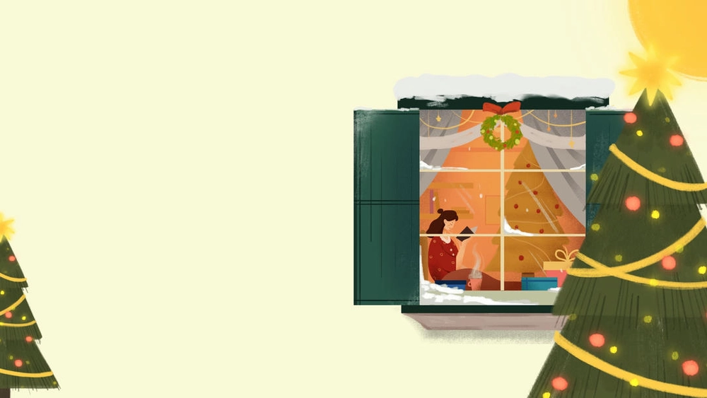 nền powerpoint noel trang trí cây thông 