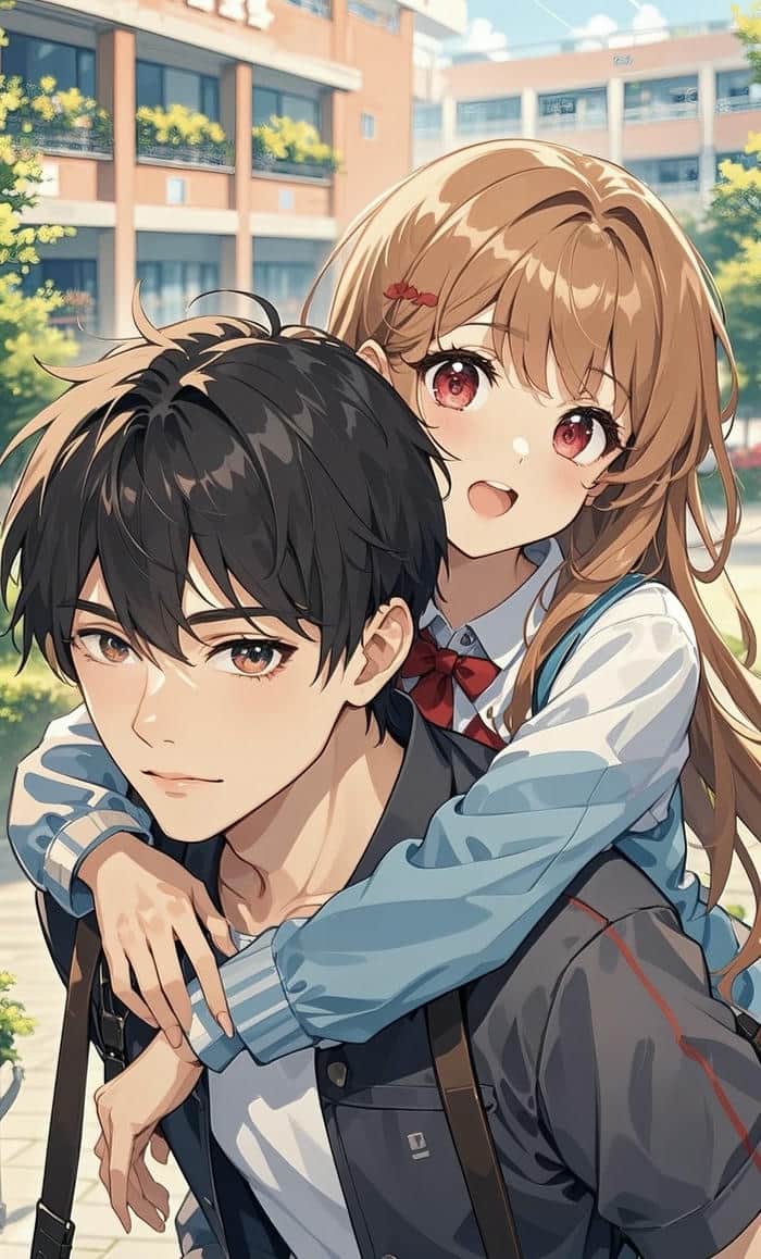 ảnh anime cặp đôi học sinh