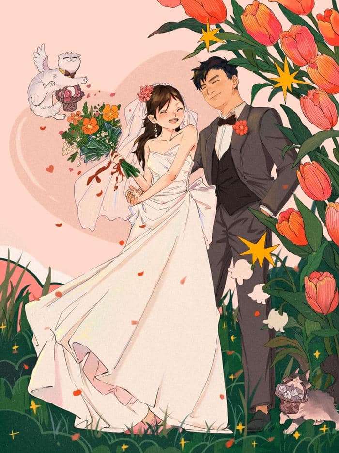 ảnh anime cô dâu chú rể cặp đôi