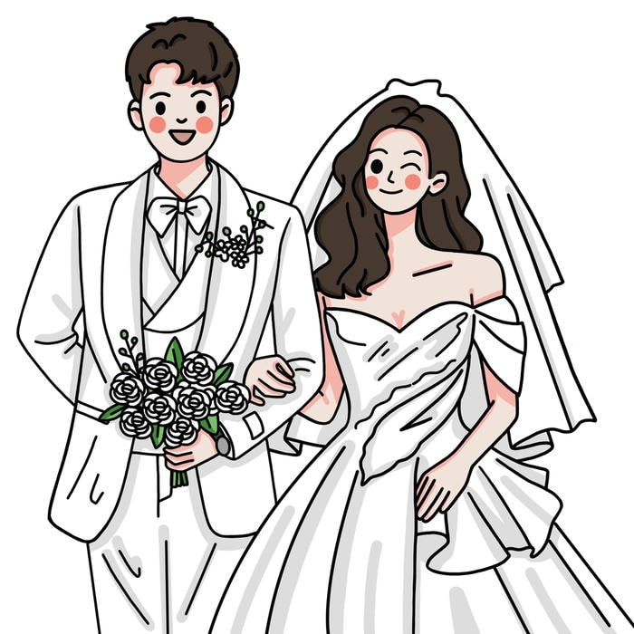 ảnh anime cô dâu chú rể cười