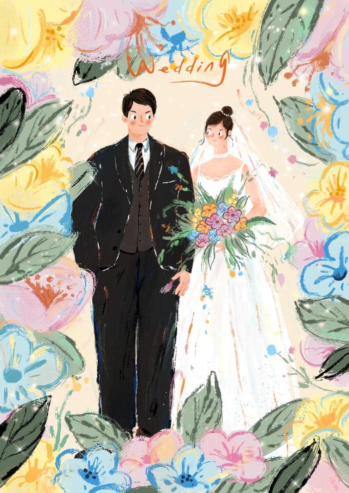 ảnh anime cô dâu chú rể đám cưới