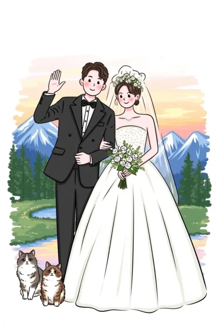 ảnh anime cô dâu chú rể tình yêu