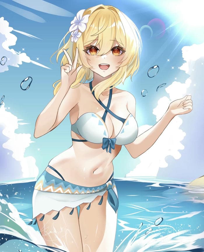 ảnh anime girl mặc bikini xanh