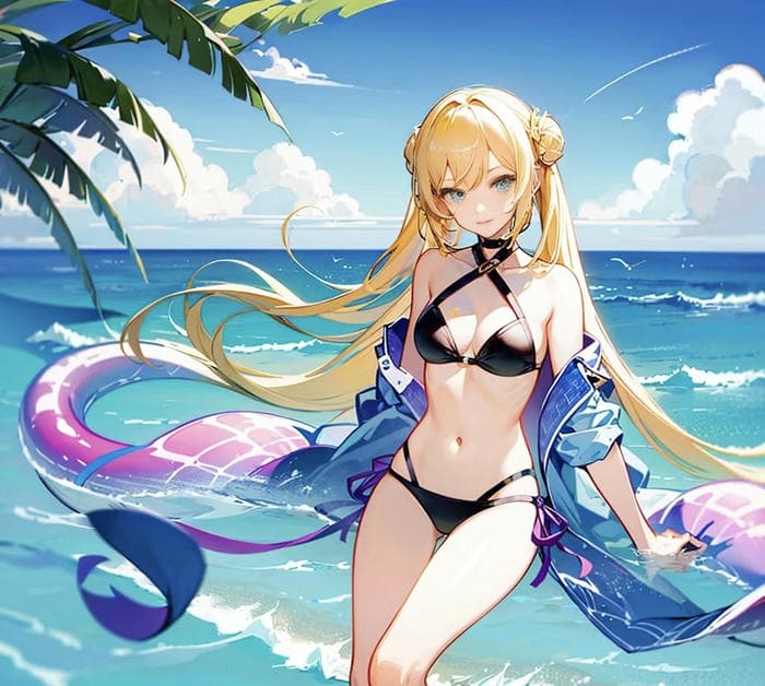 ảnh anime nữ đi biển