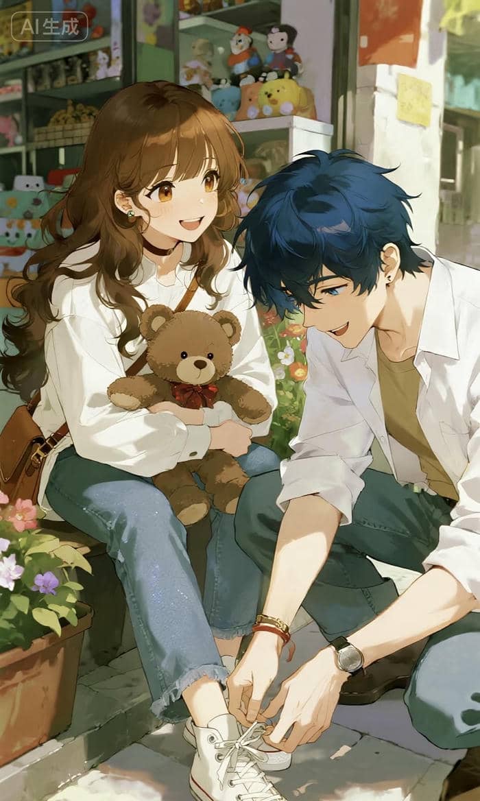 anime cặp đôi cùng cười