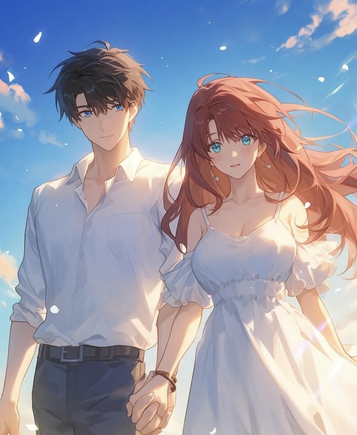 hình ảnh anime nắm tay trong nắng chiều