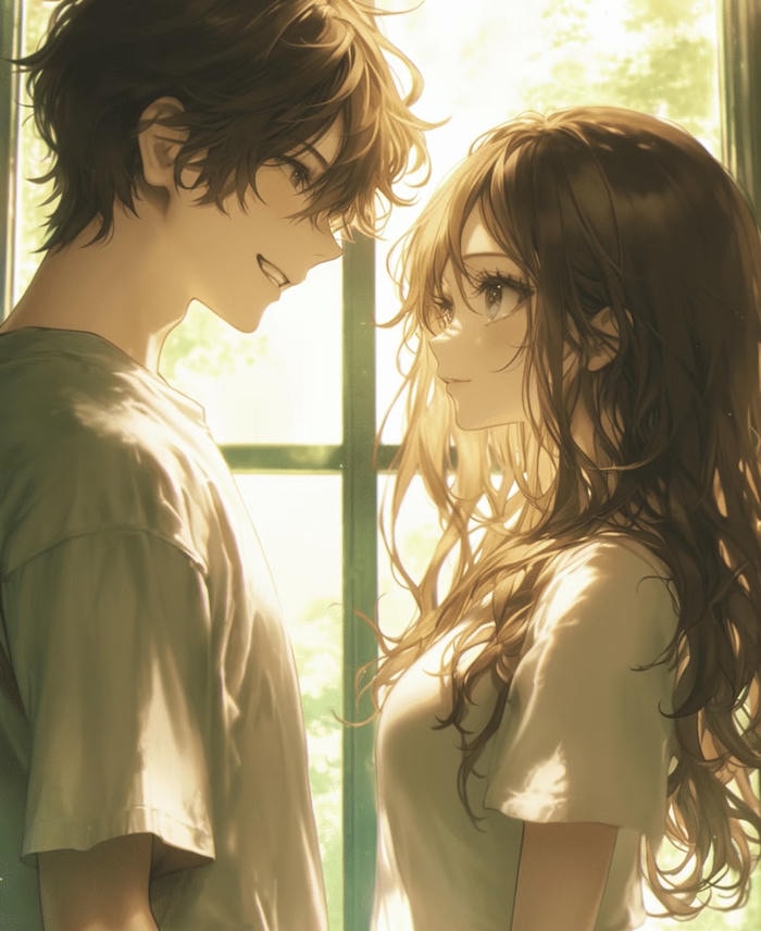 hình anime cặp đôi nhìn nhau