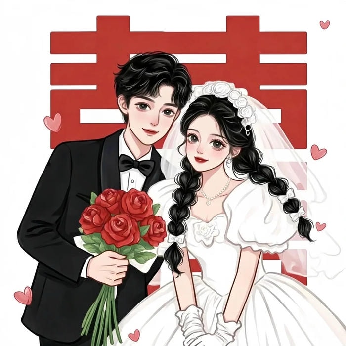 hình anime cô dâu chú rể dễ thương