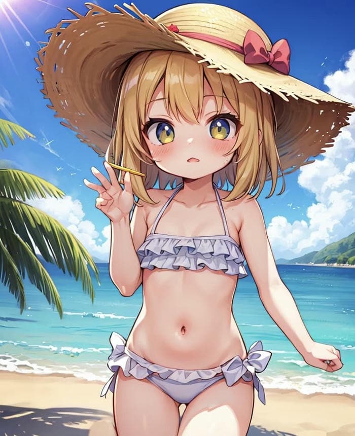 hình anime girl bãi biển