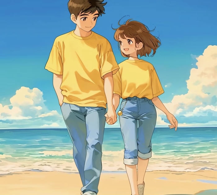 hình anime nắm tay cùng đi