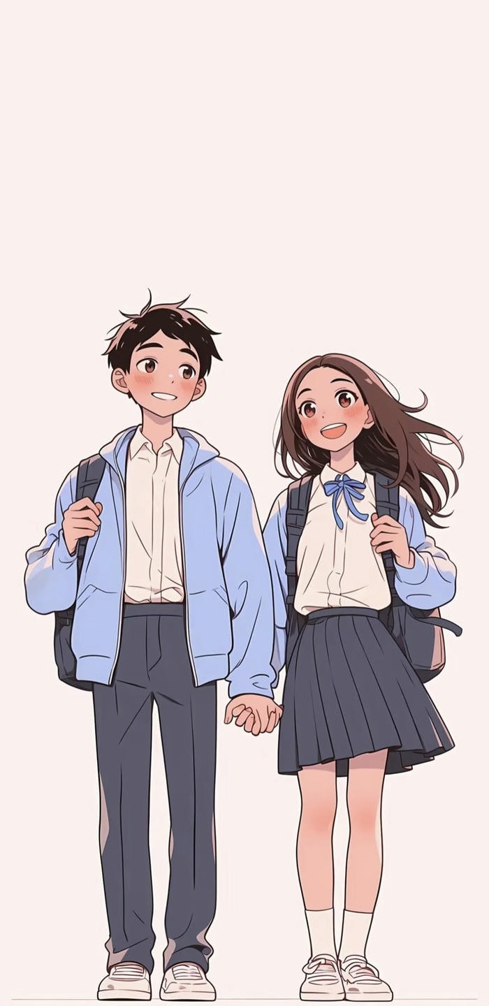 hình anime nắm tay học đường
