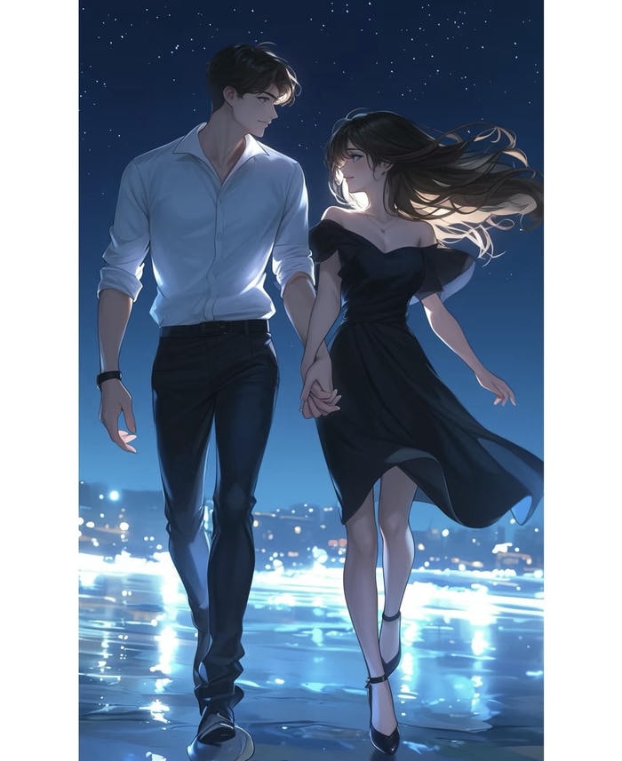 hình anime nắm tay trên đường