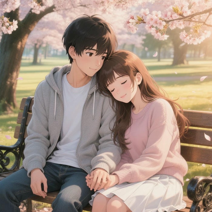 những hình anime nắm tay mùa xuân