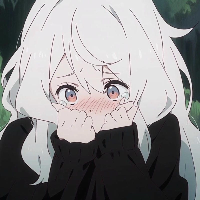 Ảnh anime girl tóc trắng ánh mắt sâu