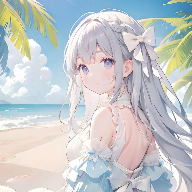 Ảnh anime girl tóc trắng ánh sáng mờ