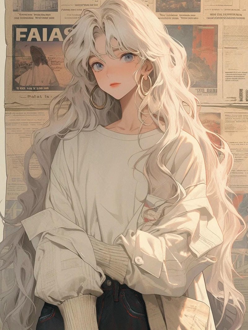 Ảnh anime girl tóc trắng dễ thương