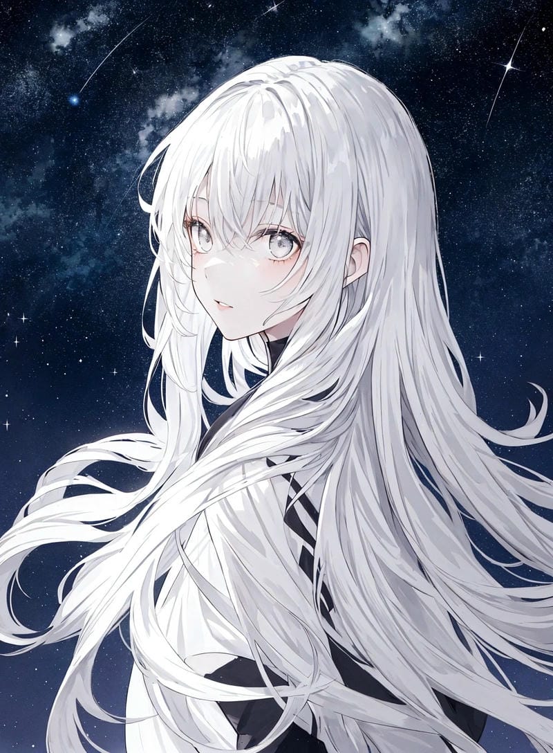 Ảnh anime girl tóc trắng nét huyền ảo