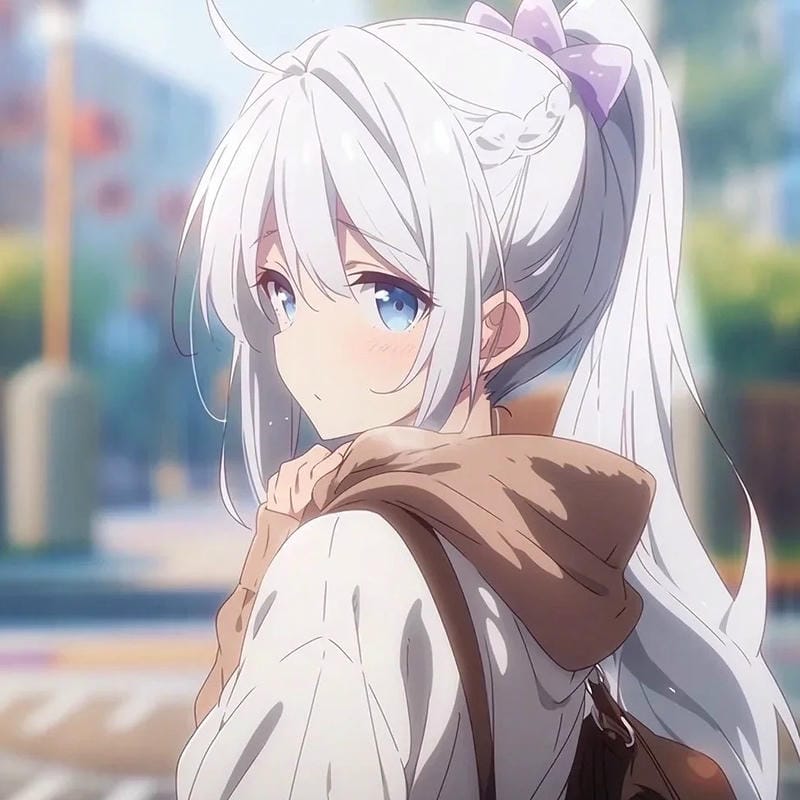 Ảnh anime girl tóc trắng nét sắc