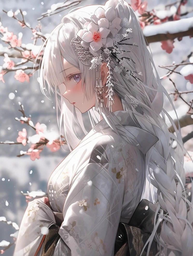 Ảnh anime girl tóc trắng phong thái mạnh