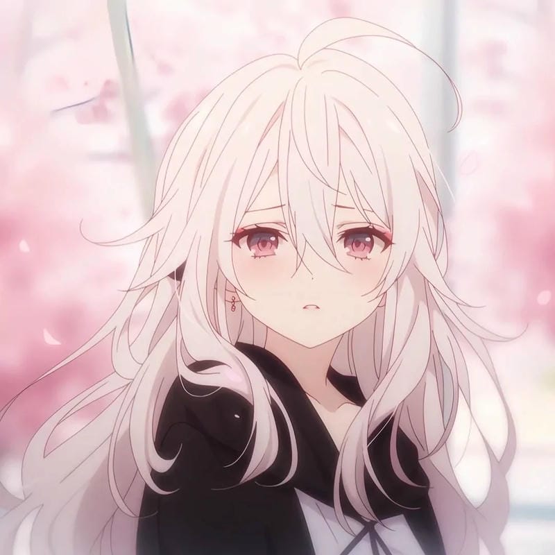 Ảnh anime girl tóc trắng trầm lắng