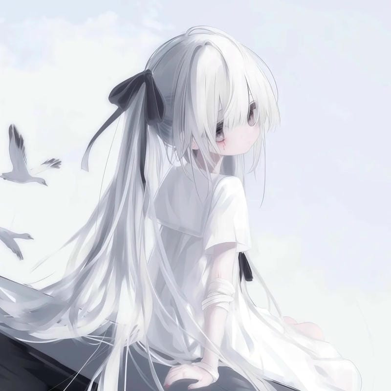 Ảnh anime girl tóc trắng xinh đẹp