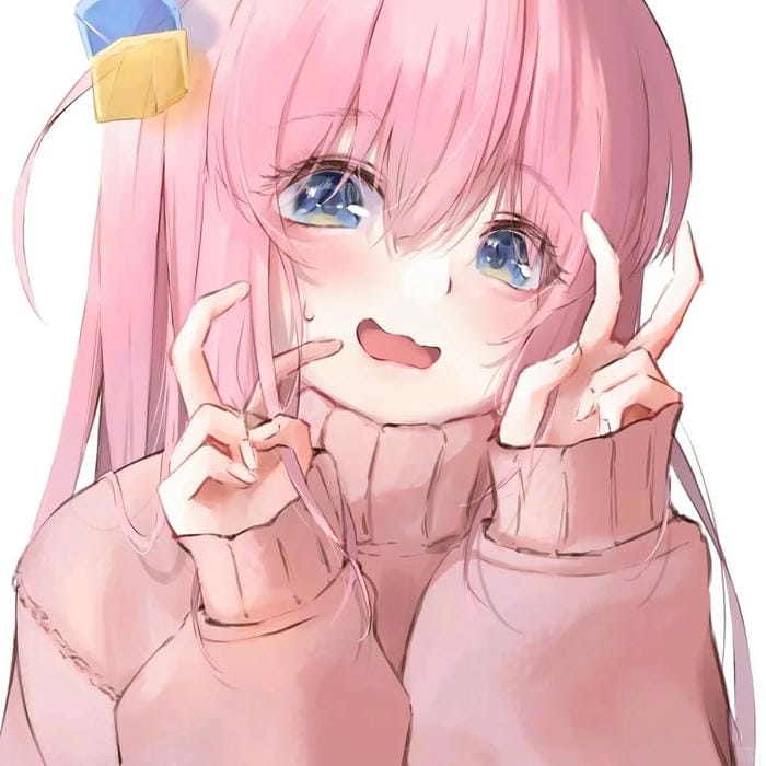 Ảnh anime nữ tóc hồng ánh mắt sáng