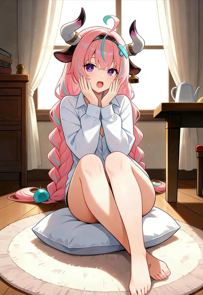 Ảnh anime nữ tóc hồng cảm xúc nhẹ