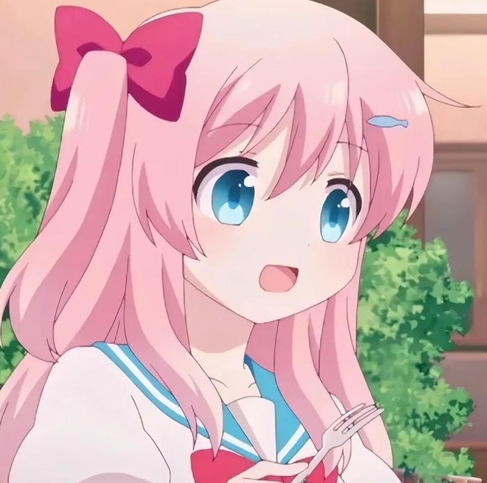 Ảnh anime nữ tóc hồng ngây thơ