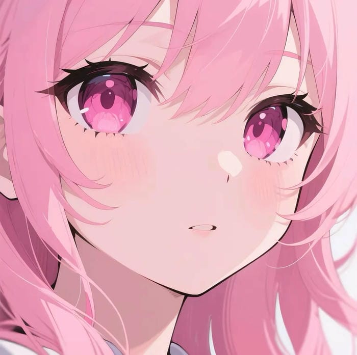 Ảnh anime nữ tóc hồng nụ cười