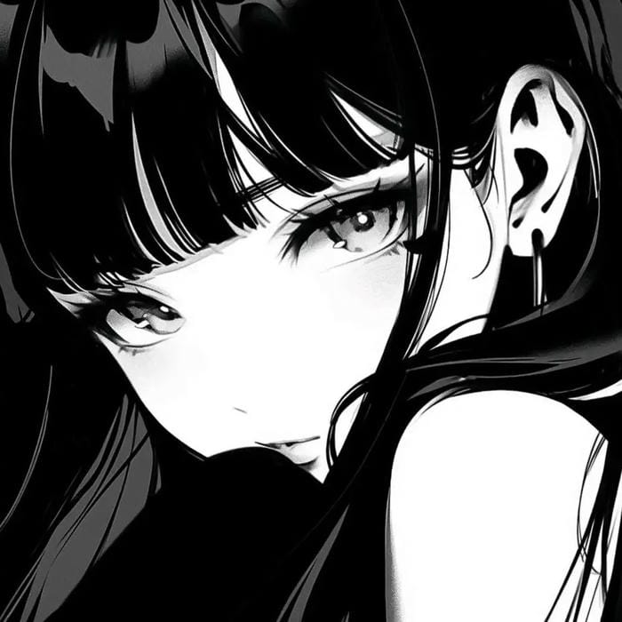 Ảnh anime nữ trắng đen cảm xúc nhẹ