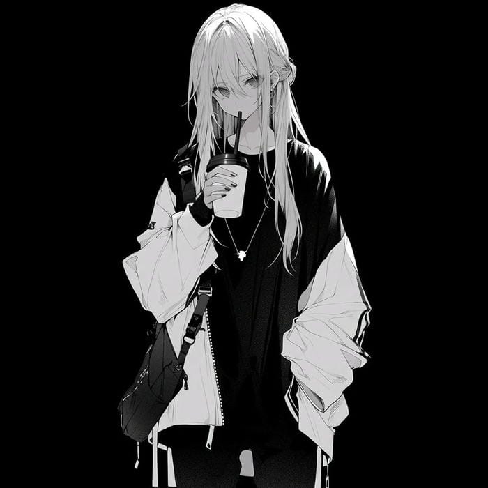 Ảnh anime nữ trắng đen nét mềm