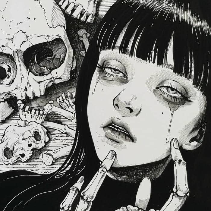 Ảnh anime nữ trắng đen phong vị cổ