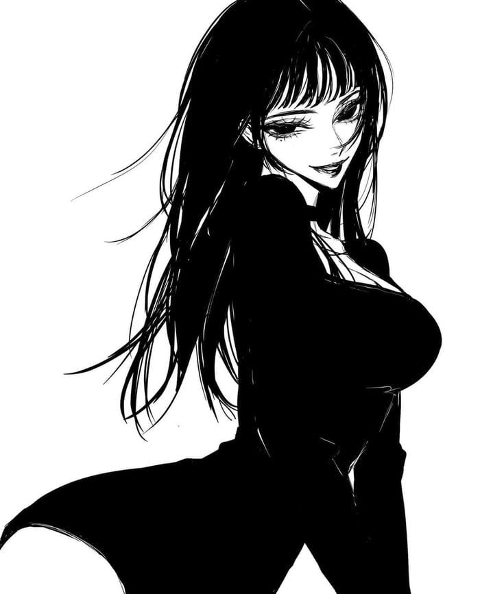 Ảnh anime nữ trắng đen tĩnh lặng