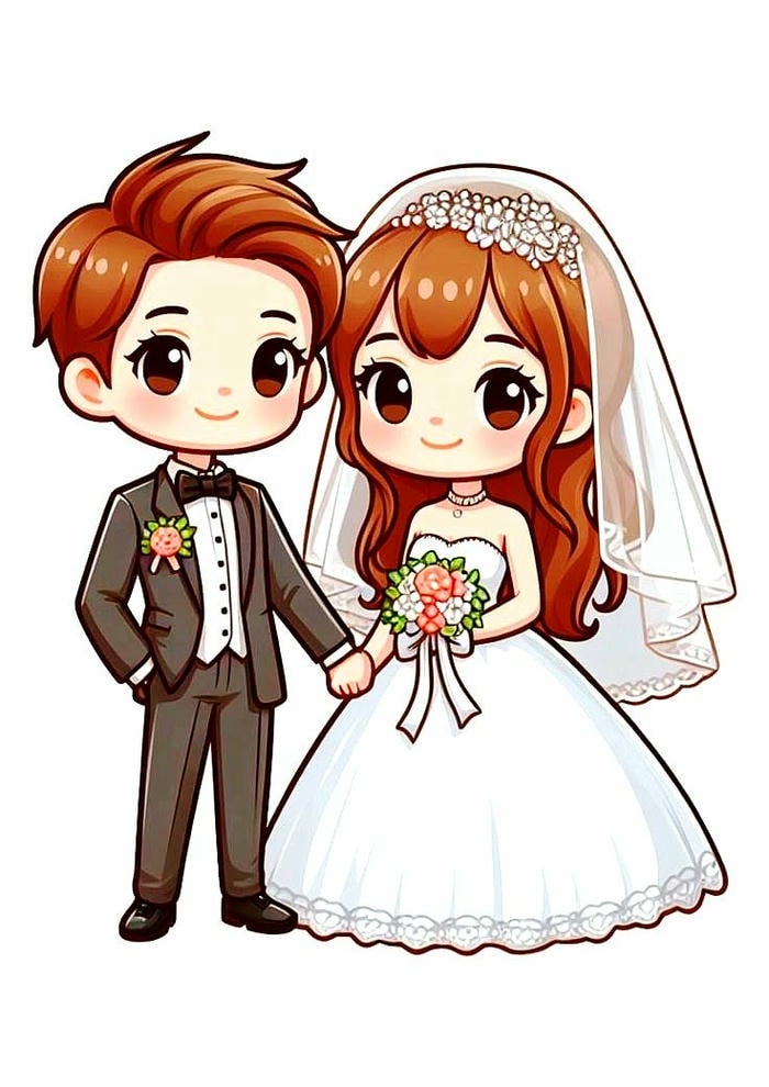 Ảnh chibi cưới tối giản hiện đại