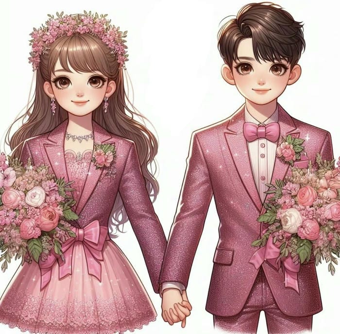 Ảnh chibi cưới vest chú rể lịch lãm