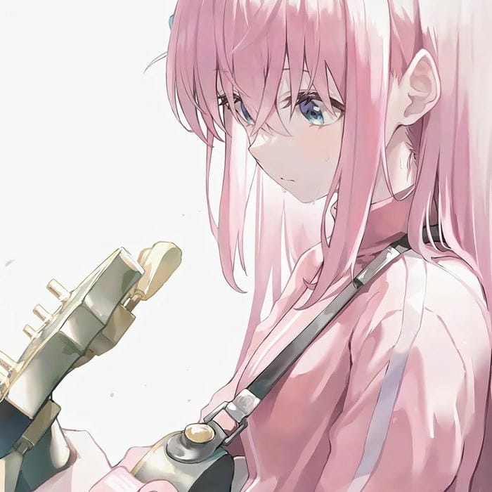 Anime girl tóc hồng phong cách kawaii