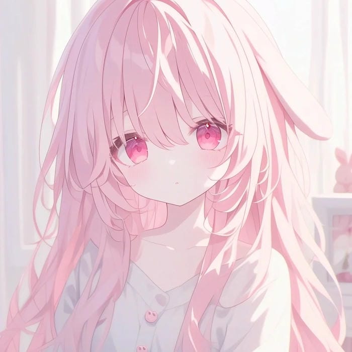Anime girl tóc hồng vẻ ngoài đáng